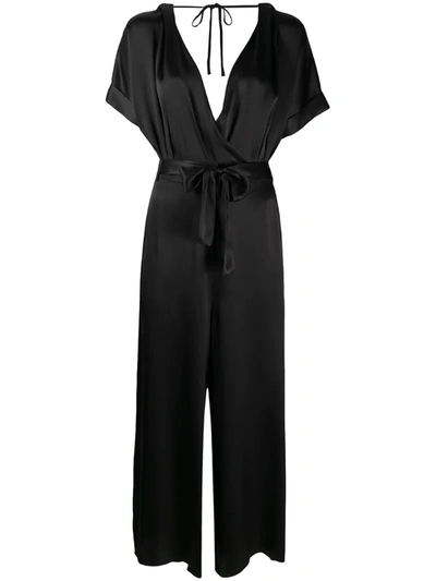 Semicouture Wrap Front Plunge Jumpsuit In Black