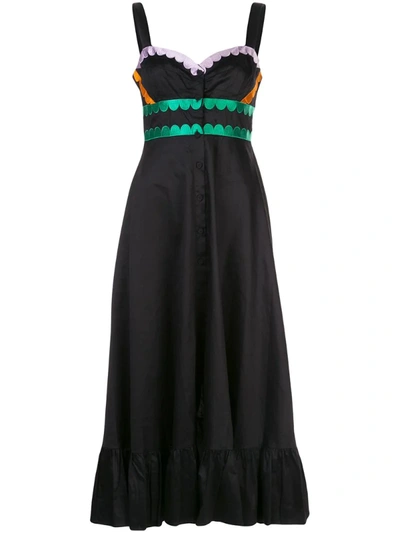 Cynthia Rowley Melita Scalloped Midi Dress In Black