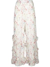 Alexis Faizel Floral Print Trousers In White