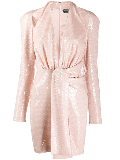 Tom Ford Sequin Cutout Cocktail Dress In Pink