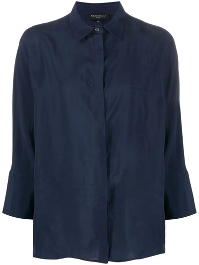 Antonelli Cropped Sleeve Shirt In Blue