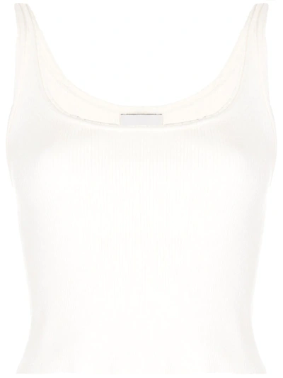 3.1 Phillip Lim / フィリップ リム Cropped Ribbed-knit Tank Top In Ant. White