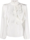 Chloé Ruffle-trimmed Silk Blouse In White