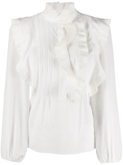 Chloé Ruffle-trimmed Silk Blouse In White