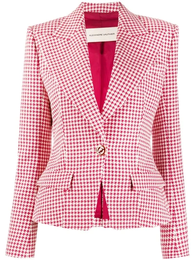 Alexandre Vauthier Houndstooth Fitted Blazer In Pink