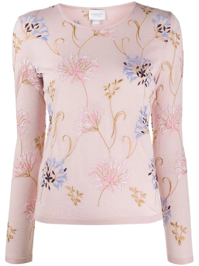 Giambattista Valli Floral-embroidered Jumper In Pink