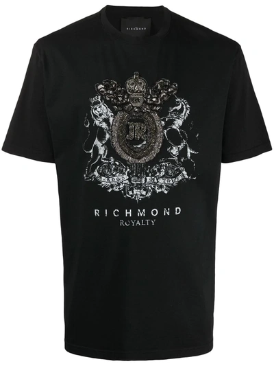 John Richmond Bead-embellished Cotton T-shirt In Black