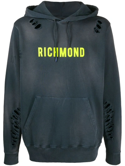 John Richmond Logo-print Cotton Hoodie In Grey