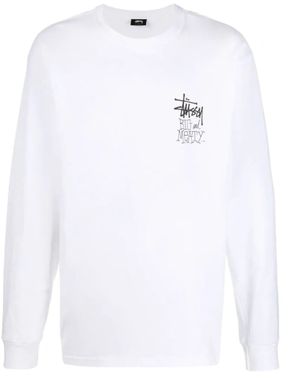 Stussy Logo-print Long-sleeved T-shirt In White