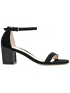 Stuart Weitzman Simple Textured-leather Sandals In Black