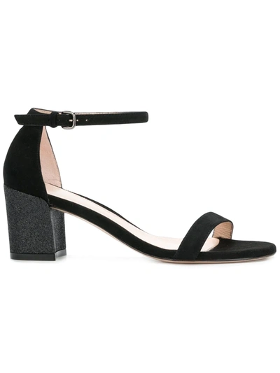 Stuart Weitzman Simple Textured-leather Sandals In Black