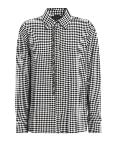 Pinko Scaricare Chequered Fluid Twill Shirt In Black