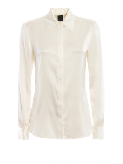 Pinko Amazing Silk Stretch Satin White Shirt