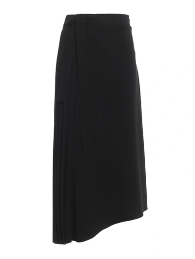 Pinko Operare Compact Twill Asymmetric Midi Skirt In Black