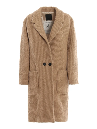 Pinko Girl Double-breasted Wool Coat In Beige