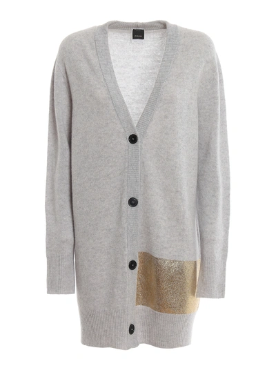 Pinko Fiammingo Wool And Cashmere Cardigan In Light Grey