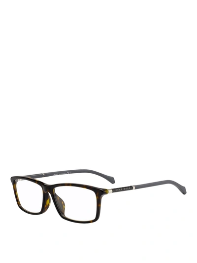 Hugo Boss Tortoise Square Eyeglasses In Brown