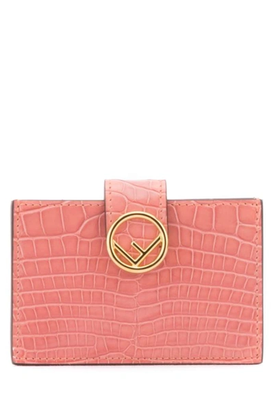 Fendi Logo Card Holder In Pink