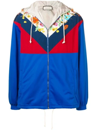 Gucci Floral Colour Block Jacket In Blue