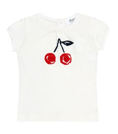 Bonpoint Kids' Cherry Flock Print T-shirt In Ivory Color In White