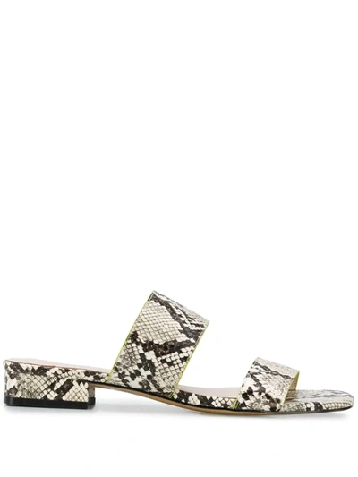 Kendall + Kylie Reptile Print Eco-leather Mules In Beige