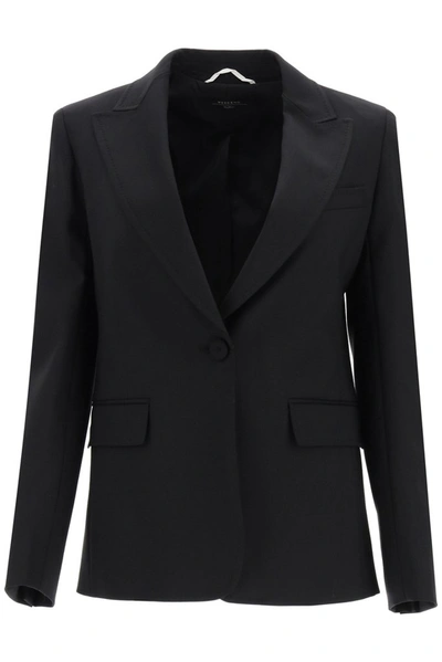 Weekend Max Mara Rieti Wool Gabardine Blazer In Nero