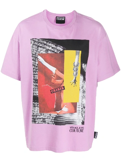 Versace Jeans Couture Crisis Print T-shirt In Purple