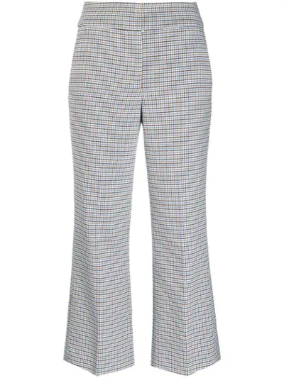 Veronica Beard Cormac Houndstooth Twill Kick-flare Trousers In White