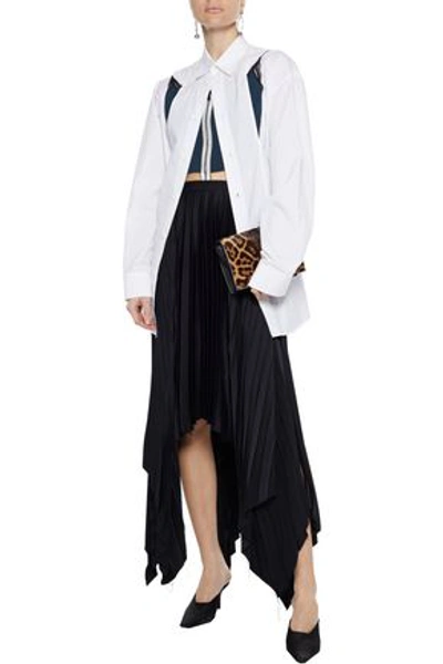 Khaite Charlotte Asymmetric Pleated Crepe De Chine Skirt In Black