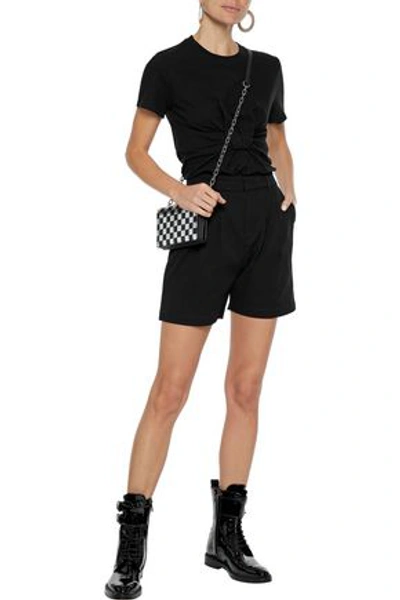 Alexander Wang T Cropped Twisted Stretch-cotton Jersey T-shirt In Black