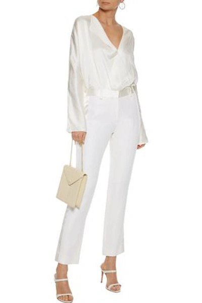 Alix Nyc Wrap-effect Silk-charmeuse Bodysuit In Ivory
