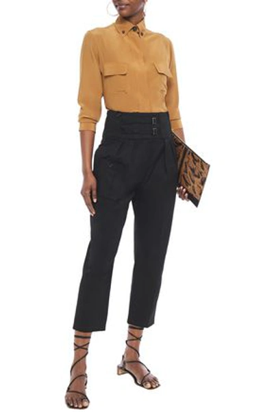 Dolce & Gabbana Cropped Pleated Cotton-blend Twill Tapered Pants In Black
