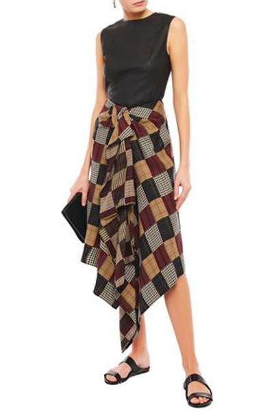 House Of Holland Draped Checked Woven Skirt In Multicolor