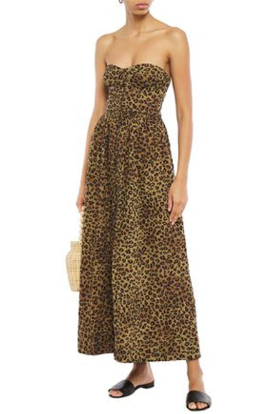 Mara Hoffman Mercedes Strapless Embroidered Organic Cotton-broadcloth Maxi Dress In Animal Print