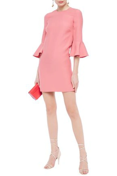 Valentino Fluted Wool And Silk-blend Crepe Mini Dress In Antique Rose