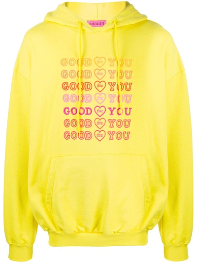 Ireneisgood Good For You Embroidered Cotton Hoodie In Yellow