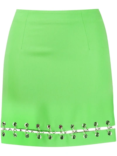Ireneisgood High Waist Mini Skirt W/ Metal Rings In Green