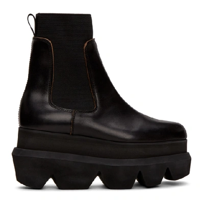Sacai Platform Leather Chelsea Boots In Black