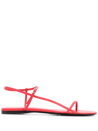 The Row Women's Bare Flat Leather Sandals In Red