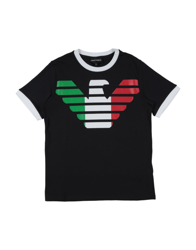 Emporio Armani Kids' Italy Logo Cotton Jersey T-shirt In Blue