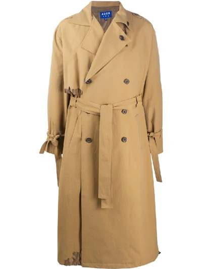 Ader Error Oversize Layered Hooded Trench Coat In Neutrals