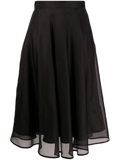 Msgm Lined Organza Midi Skirt In Black