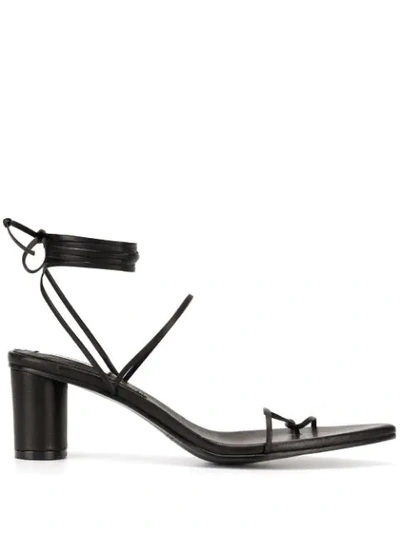 Reike Nen 60mm Leather Lace-up Thong Sandals In Black