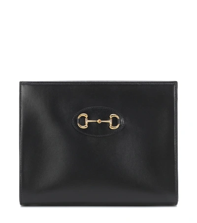 Gucci 1955 Horsebit Leather Pouch In Black