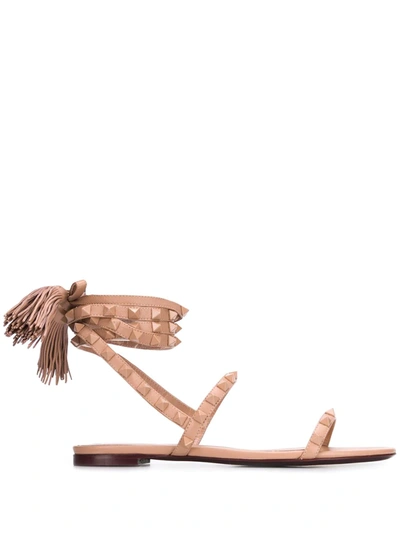 Valentino Garavani 10mm Rockstud Flair Leather Sandals In Nude