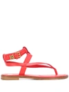 Michael Michael Kors Pearson Leather Thong Sandals In Red