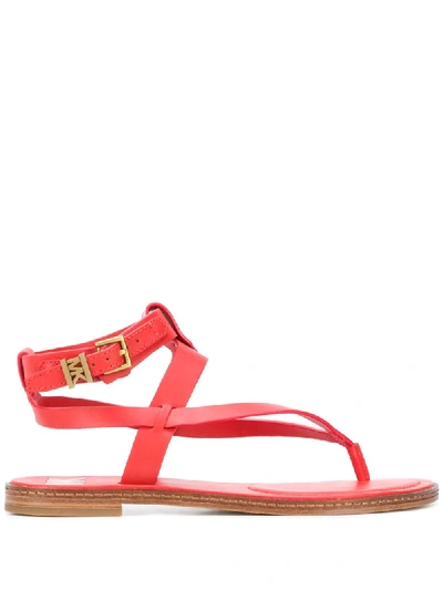 Michael Michael Kors Pearson Leather Thong Sandals In Red