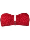 Eres Duffle Textured Bandeau Bikini Top In Red