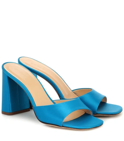 By Far 90mm Juju Brushed Leather Sandals In Blue-med