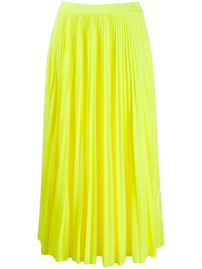 Valentino High-waisted Pleated Midi Skirt In Yellow